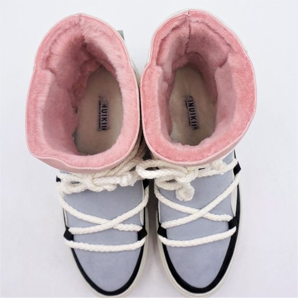 INUIKII Patchwork Winter Ankle Boots in Black and White - FCM62 - Picture 12 of 16